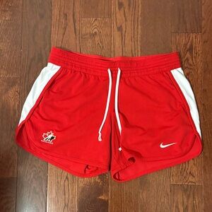 Nike Women's Red and White Athletic Shorts